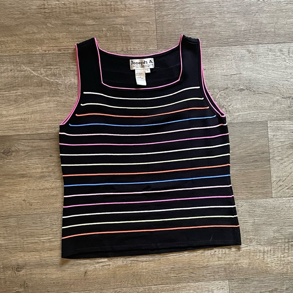 Joseph Black Knit Tank with Multicolor Stripes - Picture 6 of 7